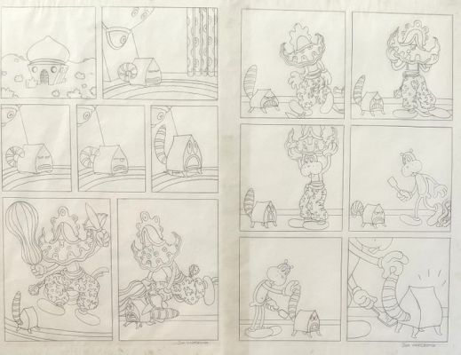 Woodring, Jim - 2 Original page - Frank - Sketch pages (pencil on vellum) - 1997 | Catawiki