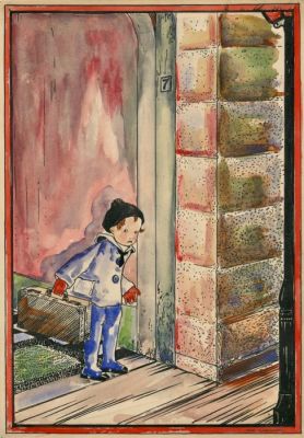 Rie Cramer - originele schildering - "Kleine Georg op reis" - gesigneerd - 1 Aquarelle (années 1920) | Catawiki