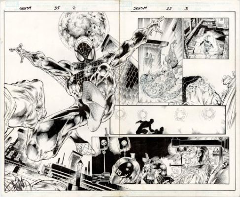 Medina, Angel - SENSATIONAL SPIDER-MAN (2006) #35 Double Page Spread | ComicConnect (Buy It Now)