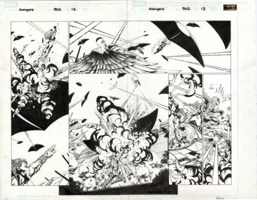Finch, David - AVENGERS, THE (1963-96; 2004) #502 Double Page Spread | Metropolis Comics