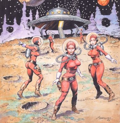 THE ROCKET GIRLS HAVE LANDED, original art by Don Marquez