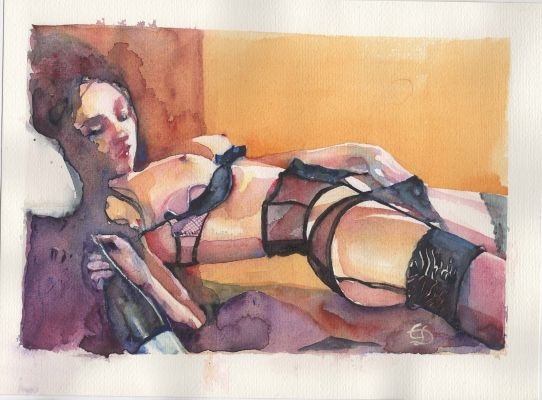 Dody Chimera | Acquarello su cartoncino – Pin Up – 23 x 31 cm. Firmato. | Art e Fumetto