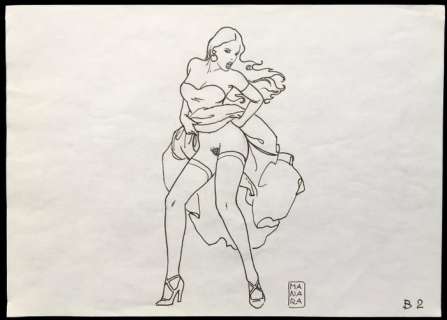 Milo Manara | Dessin original  - Affriolante danseuse | Catawiki