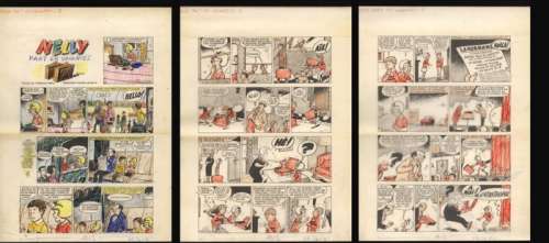 Lacroix, Pierre | Trois grandes planches originales pour une histoire complète  - Nelly part en vacances  - (1966) | Catawiki
