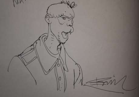 Enki Bilal | Original dedication drawing  - Kermis der onsterfelijken  -  hc  -  1st edition  -  (1981) | Catawiki