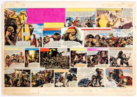 Frank Bellamy Eagle Magazine Vol-13 #48 "Heros the Spartan: Episode 6" Two-Page Spread Original Art -