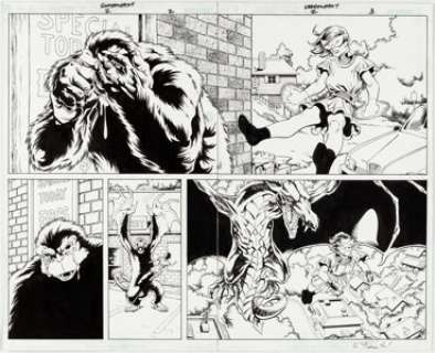 Bill Willingham and Wayne Faucher Shadowpact #2 Two-Page Spread 2-3 Original Art (DC, 2006). Nightshade battles -