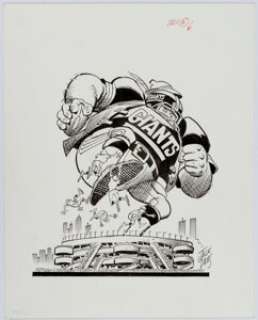 Jack Davis New York Giants NFL Football Illustration Original Art (Hot Shots, c. 1990s)... | Heritage