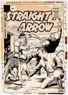 Fred Meagher Straight Arrow #51 Cover Original Art (Magazine Enterprises, 1955).... | Heritage