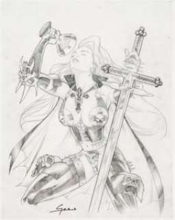 Christian Gossett Lady Death: Re-Imagined #1 Preliminary Cover Original Art (Chaos! Comics, 2002)....
