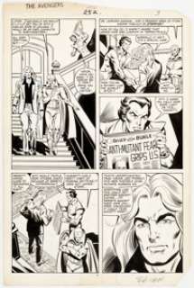  - Bob Hall and Joe Sinnott Avengers #252 Page 3 Original Art (Marvel, 1985). The Vision, Doc Samson, and Starfox discuss -