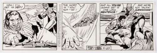 Larry Lieber with Stan Lee The Amazing Spider-Man Comic Strip Original Art dated 11-27-93 (Marvel/King Features Sy... | Heritage