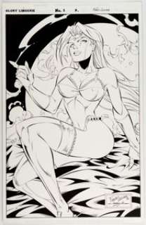 Fabio Laguna and Jonathan Sibal Glory & Friends Lingerie Special #1 Pin-Up Original Art (Image, 1995)....