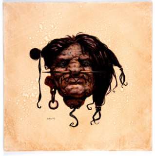 Gerald Brom - Shrunken Head Painting Original Art (c. 1990s). Created in acrylic paint on illustration board with -