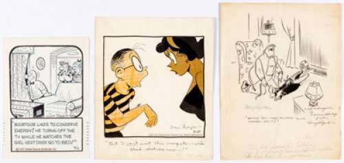 Dave Breger and Others Gag Panel Comics Strip Original Art Group of 3 (Various Publishers, 1940s-77). Three -