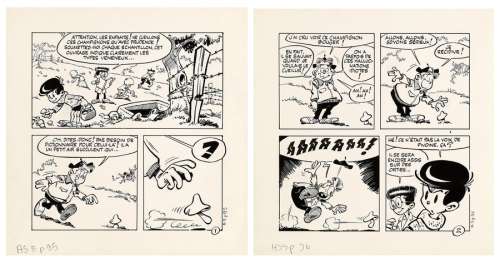 Greg | Les As, planche n°1 et 2 à l’encre de Chine de… | AZ auction
