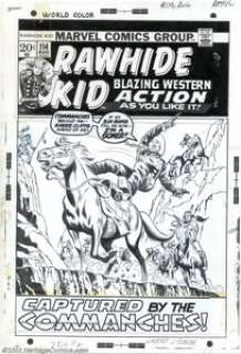 Larry Lieber - Original Cover Art for The Rawhide Kid #114 (Marvel, 1973). Commanches behind him... sheer cliffs - | Heritage