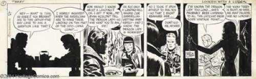 Milton Caniff - Terry and the Pirates Daily with Dragon Lady dated 2-23-45 Original Art Comic Strip Art (Chicago - | Heritage