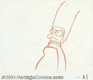 The Simpsons "Marge and Homer" Preliminary Animation Original Art (undated). Two related pencil - | Heritage