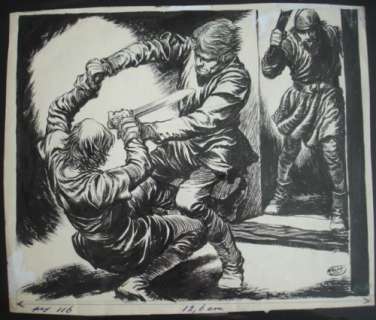 Hans G. Kresse: Originele inkttekening Gevecht | Zwiggelaar Auctions