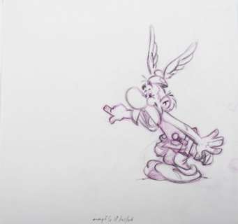 Uderzo, Albert (1927-2020) | Dessin crayonné (16x12 cm)de studio pour le film Astérix chez les Vikings - Crayon noir et rouge rep… | Stanley’s Auction