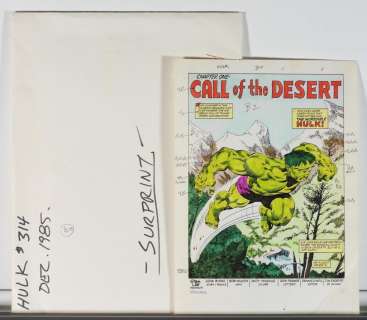 Marvel Incredible Hulk #314 Complete Color Guide | Bruneau & Co. Auctioneers