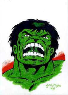 Malgrain,Chris - Lot 195 - Hulk Illustration originale Ã  l‘encre de chine et crayons gras pour un portrait…