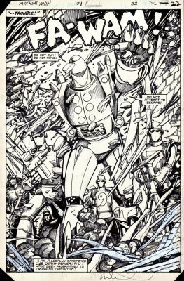 Herb Trimpe Barry Windsor Smith | Machine Man #1 P 22 Full Splash (Very First Issue! the Death-Dealer Appears) 1984 | Romitaman