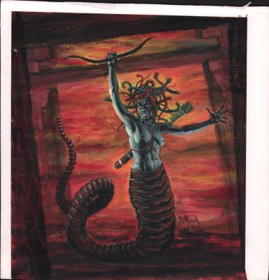 Kim Demulder | Medusa Painted Art on Board - Signed - 2008 - 10X10.5 - $400 | Anthony’s Comic Book Art