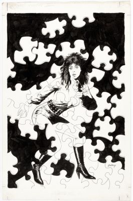 Paul Gulacy | Gulacy, Paul - Valkyrie! #3 Puzzle Cover, Golden-Age Heroine Returns 1987 | Cool Lines Art