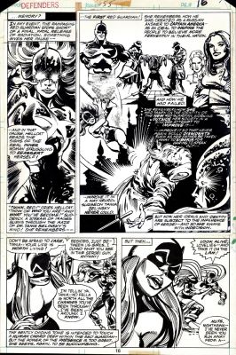 Carmine Infantino, Klaus Janson | Defenders #55 P 15 (Red Guardian, Female Red Guardian, Hellcat, Nighthawk Action Page!) 1977 | Romitaman