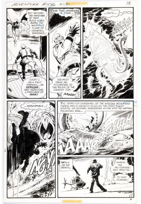 Jim Aparo | Aparo, Jim - Adventure Comic #436 Pg 12, 1St Modern Spectre Series, Jim Turns Into Spectre Kills Neo-Nazi Villain with Sea-Monster 1975 | Cool Lines Art