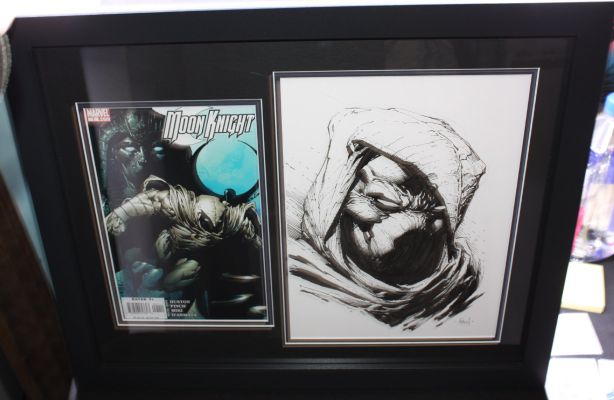 David Finch | Moon Knight Commission Framed with Copy of Moon Knight #1 - Signed | Anthony’s Comic Book Art