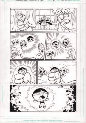 Christopher Cook, Mike Decarlo | Powerpuff Girls #60 P.11 - Villain Fight Action Page - 2005 | Anthony’s Comic Book Art