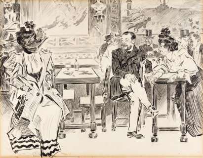CHARLES DANA GIBSON (1867-1944) "At the Black Cat." [PARIS] | Swann Galleries