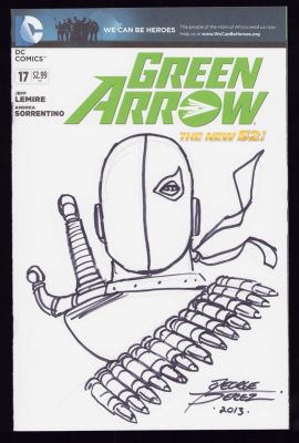 George Perez | Green Arrow #17 - Deathstroke Sketch Cover - Signed 2013 | Anthony’s Comic Book Art