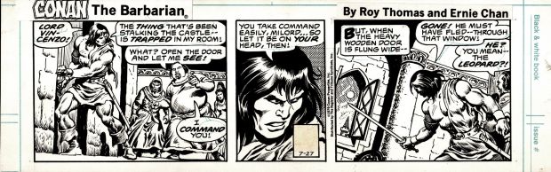 Ernie Chan | Conan the Barbarian Daily Comic Strip (Conan in 3 of 3 Panels Ready For Battle!) 7-27-1979 | Romitaman