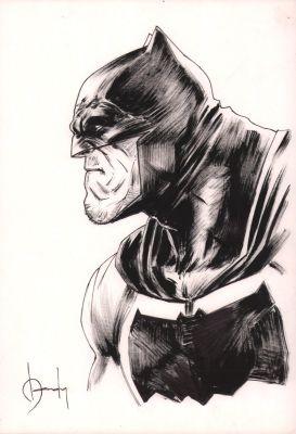 Unknown Artist? | Batman Bust/Profile Commission - Signed | Anthony’s Comic Book Art