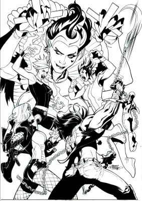 Terry Dodson Terry Dodson - Justice League of America #22 Oversized Cover (Killer Frost, Black Canary, Lobo, Vixen, the Atom, Queen of Fables!) 2017
