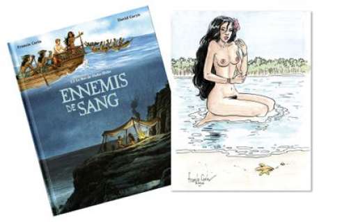 Carin, Francis | Ennemis de Sang Dédicace Ã  l’encre de chine et aquarelle,... | Cornette de St Cyr