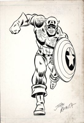 John Romita Sr. | Captain America Classic Running Merchandising Pinup (1970S) | Romitaman