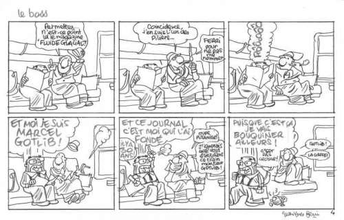 Ferri | "Le boss" Demi planche, encre, feutre et collage, signée. Fluide | Aponem