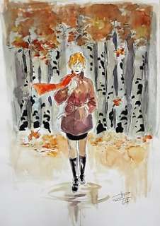 Ruben Pellejero - watercolour illustration "Giorni di autunno" 35 x 50 cm 