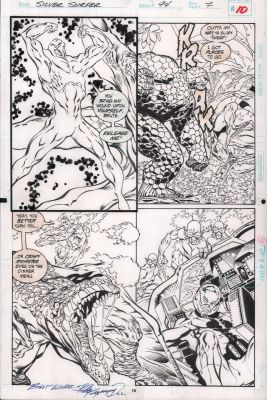Ray Kryssing, Tom Grindberg | Silver Surfer #94 P.10 - Surfer, Thing, Torch, Ant Man - Signed - 1994 | Anthony’s Comic Book Art