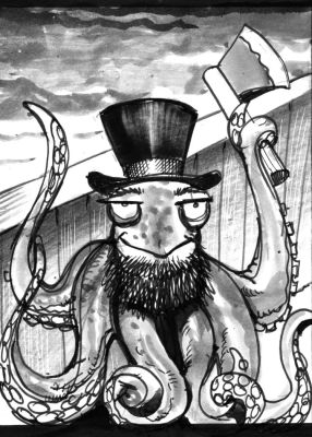 Simon Bisley – Salty Dogs Card art – Ink – Abraham Inklon | Berserker Art