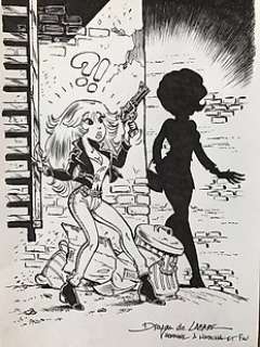 De Lazare, Dragan - Dessin original  - Rubine et Natacha - Hommage Ã  Walthéry - (2018) | Catawiki