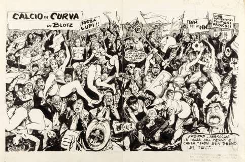 Buzzelli Guido - "Calcio in curva", 1972 | Urania Casa d’Aste