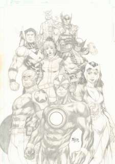 Fred Benes - nine avengers: captain america, havok, wanda the scarlet witch, wolverine, rogue, wonder man, wasp, thor, & sunfire commission - 2018 signed