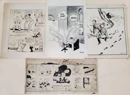Lot of 4 Vintage Comic Newspaper Illustration Cartoon Animation Ink Charles Howard Collection | Hess Fine Auctions