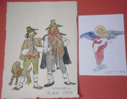 Vittorio Lucchi - 2x original illustr. "Natale" - Page volante - EO | Catawiki